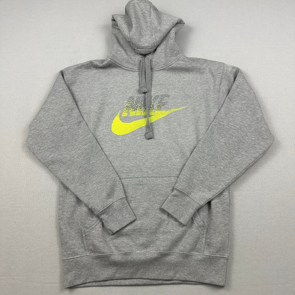 Nike Hoodie Men Large Gray Logo Graphic Standard Sweatshirt Swoosh Dri Fit L
